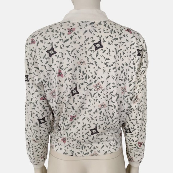 Vintage 1990s 62 East White Ditsy Print Mock Neck Knit Sweater - Picture 6 of 11